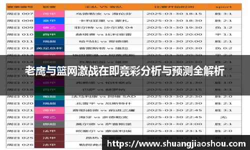 老鹰与篮网激战在即竞彩分析与预测全解析